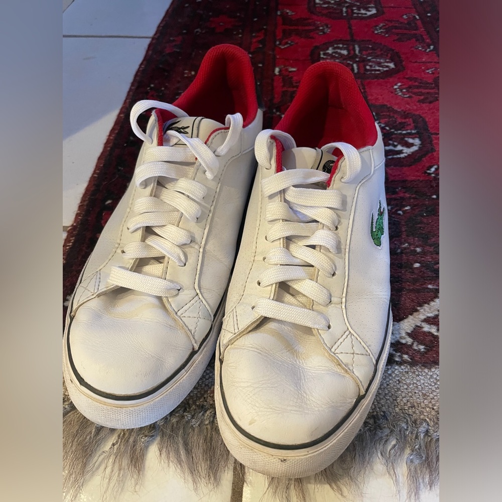 Lacoste White and Red Sneakers